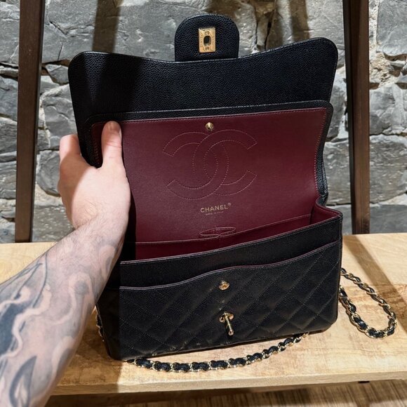 Chanel Black Caviar Jumbo GHW Classic Double Flap Bag - Picture 11 of 16